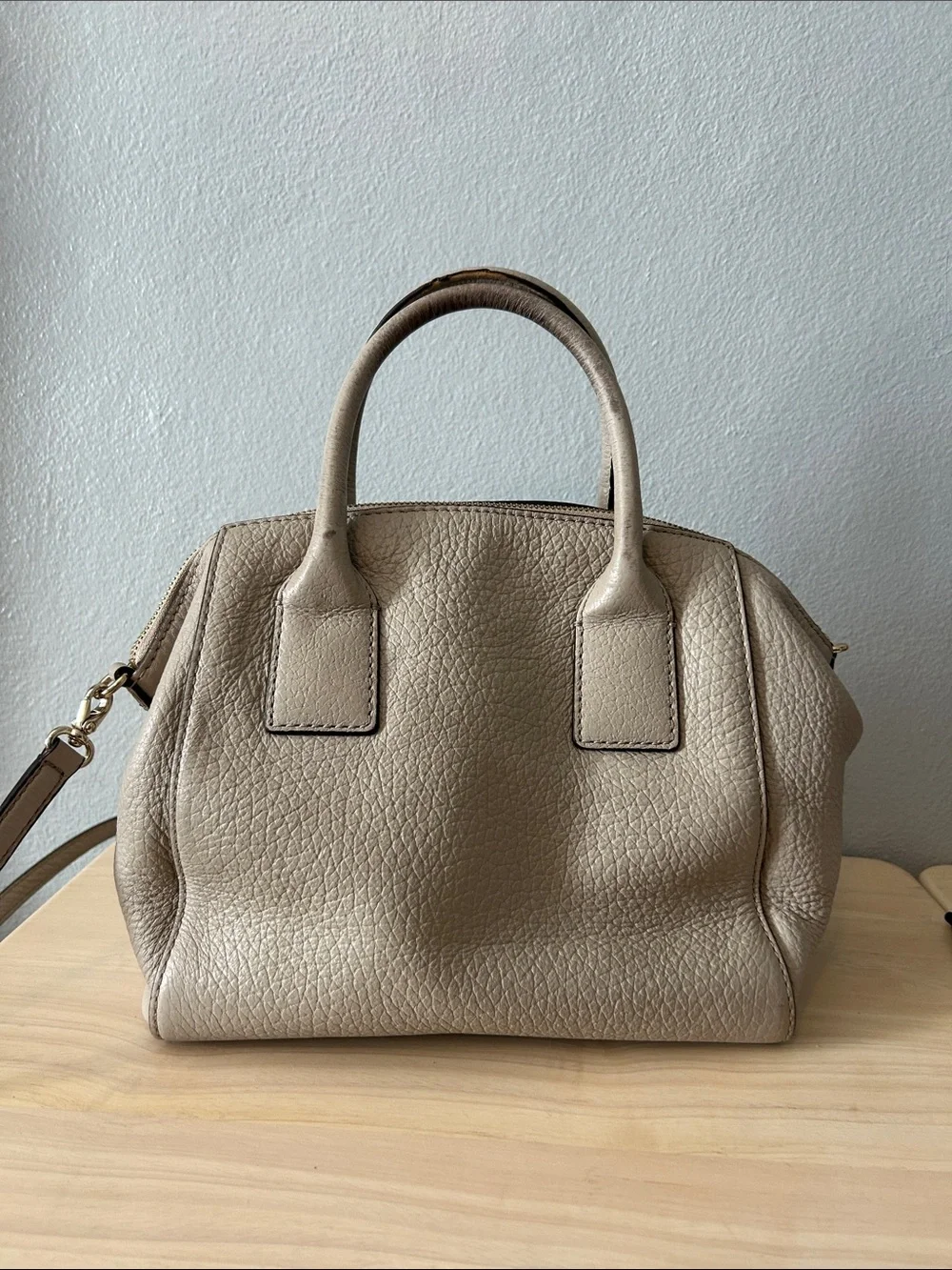 kate spade Pebbled Leather Satchel in Taupe